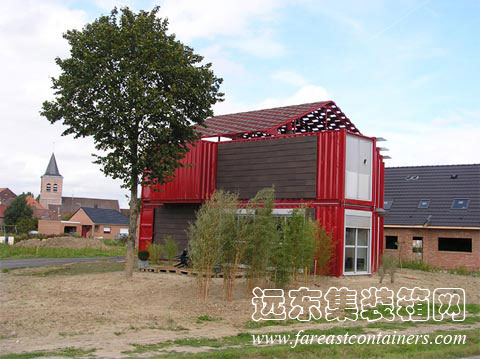 集裝箱住宅別墅: Red Container House Lille,集裝箱房屋,集裝箱建筑,集裝箱活動(dòng)房,住人集裝箱