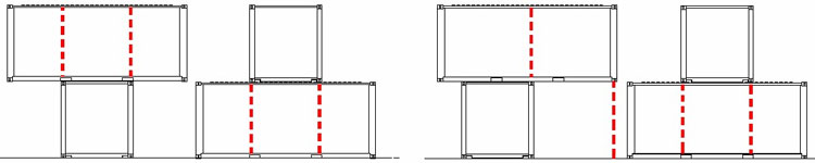 上下箱體相互垂直錯(cuò)開(kāi)的加柱方式,集裝箱房屋,集裝箱活動(dòng)房,住人集裝箱,集裝箱住宅,集裝箱建筑