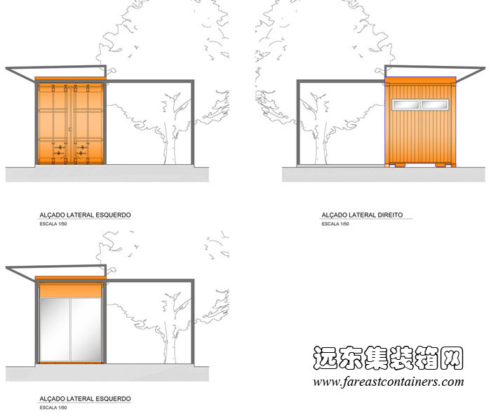 集裝箱別墅側(cè)視圖